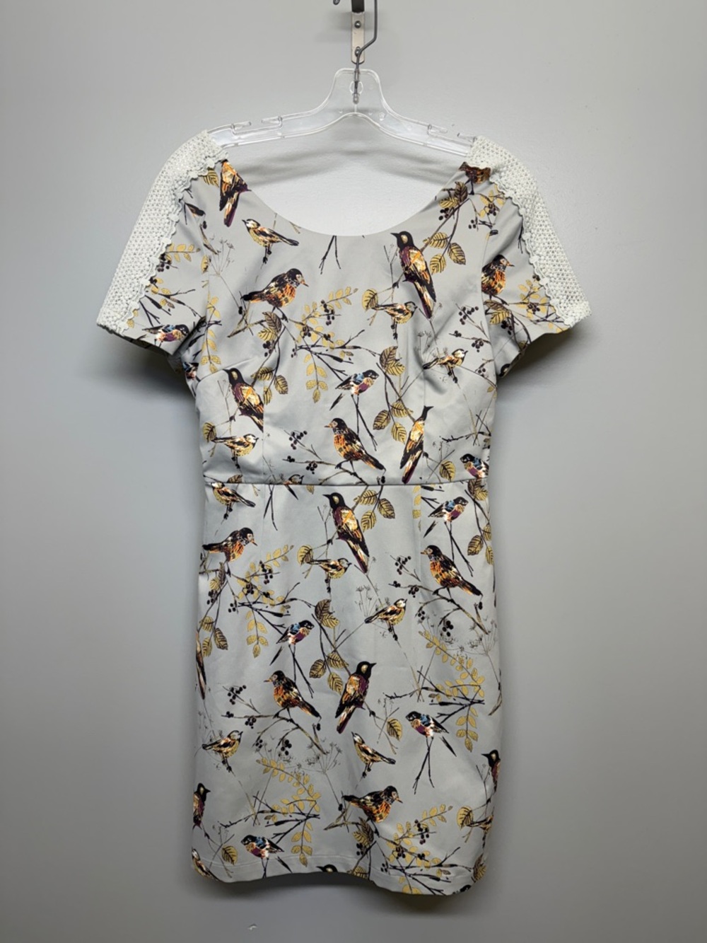 Angel Eye London Bird and Floral Pattern White Lace Midi Dress